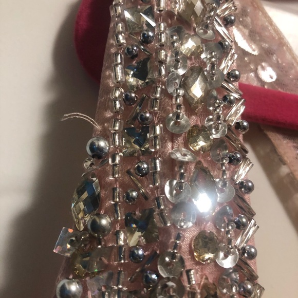 Faviana Long V-Neck A-Line Gown with Beaded Bodice - Picture 8 of 8